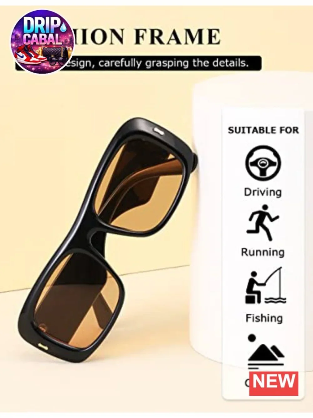 Y2K Oversized Square Sunglasses - Thick Frame Plastic Polarized Shades